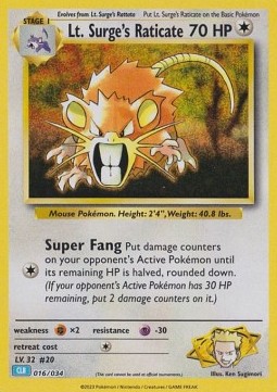 Lt. Surge's Raticate Pokémon Trading Card Game Classic: Blastoise & Suicune ex Deck #016