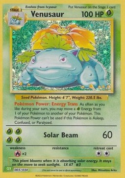 Venusaur Pokémon Trading Card Game Classic: Venusaur & Lugia ex Deck #003