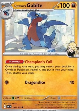 Cynthia's Gabite Pokemon Destined Rivals #103/182