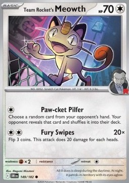 Team Rocket's Meowth [Cosmos Holo] Pokemon Destined Rivals #149/182