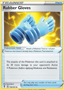 Rubber Gloves [Reverse Holo] Pokemon Evolving Skies #156/203