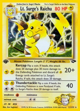 Lt. Surge's Raichu [1st Edition] Pokemon Gym Challenge #11/132