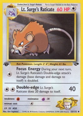 Lt. Surge's Raticate [1st Edition] Pokemon Gym Challenge #53/132