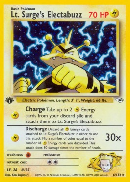 Lt. Surge's Electabuzz Pokemon Gym Heroes #6/132