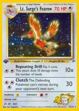 Lt. Surge's Fearow Pokemon Gym Heroes #7/132