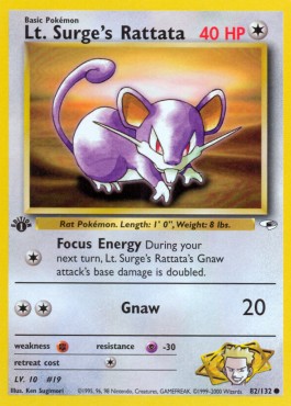 Lt. Surge's Rattata Pokemon Gym Heroes #82/132