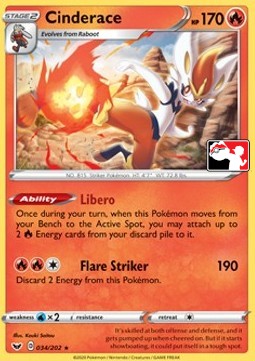 Cinderace Play! Pokémon Prize Pack Series One #034
