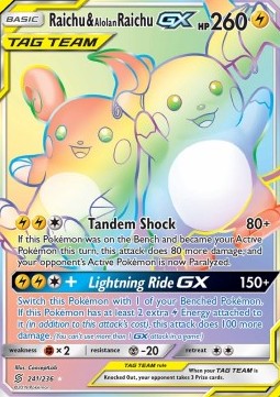 Raichu & Alolan Raichu GX Unified Minds #241/236