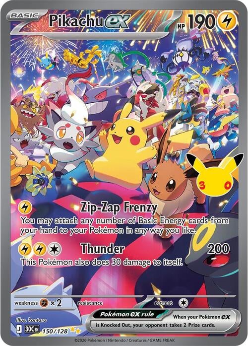 Pikachu ex 30th Celebration #150/128